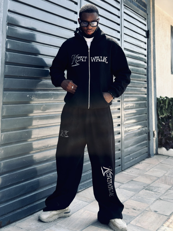 Kcatwalk luxury men’s black quality two piece hoodie